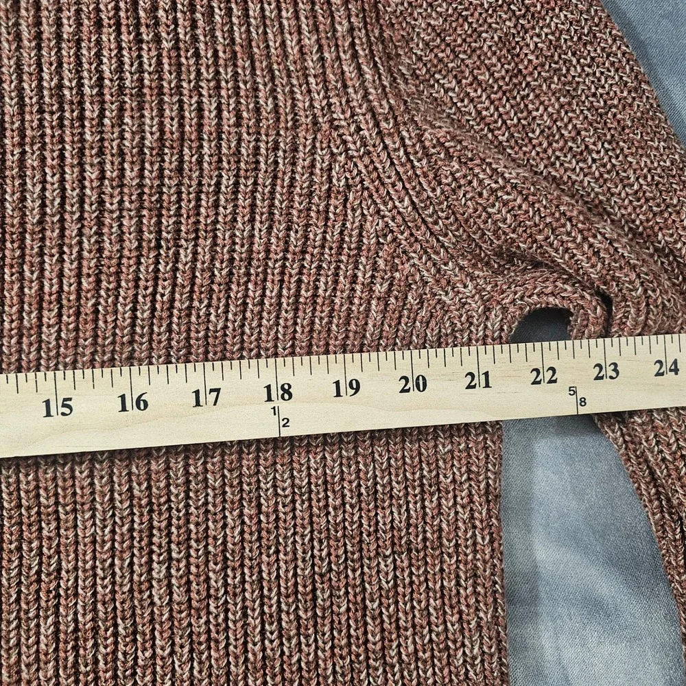 Goodfellow & Co Mens Textured Crewneck Sweater Brown Marl Ribbed Knit Pullover L